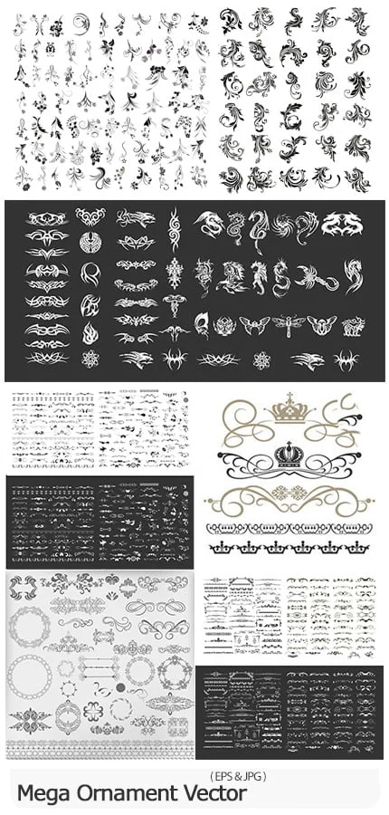 Mega Set Ornament Vector