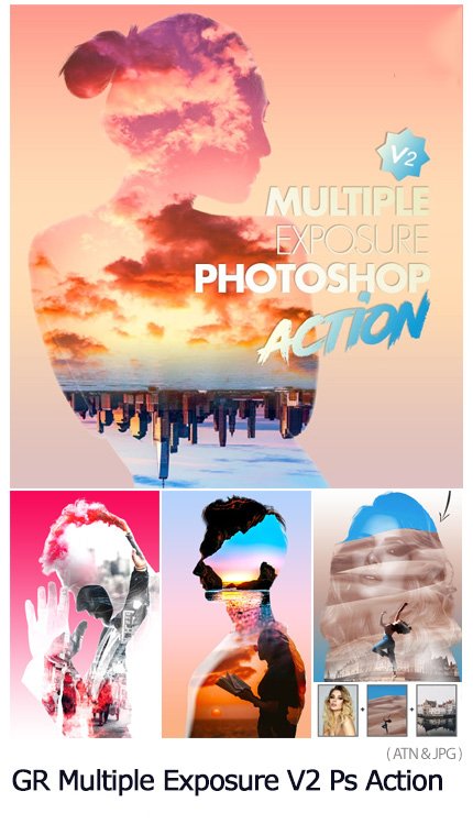 Multiple Exposure V2 Photoshop Action | visualstorms