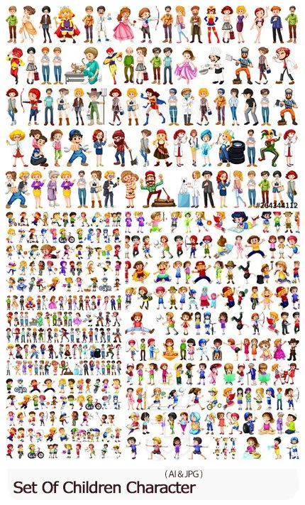 Set Of Children Character