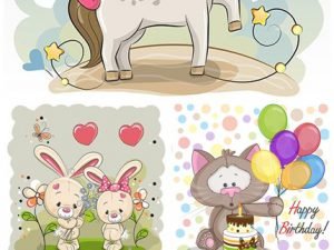 Set Of Cute Cartoon Animals