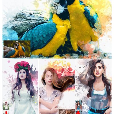 Splashed Modern Watercolor Art PS Action