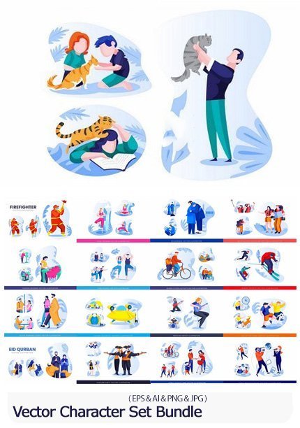 vector.character.set.bundle Vector Character Set Bundle