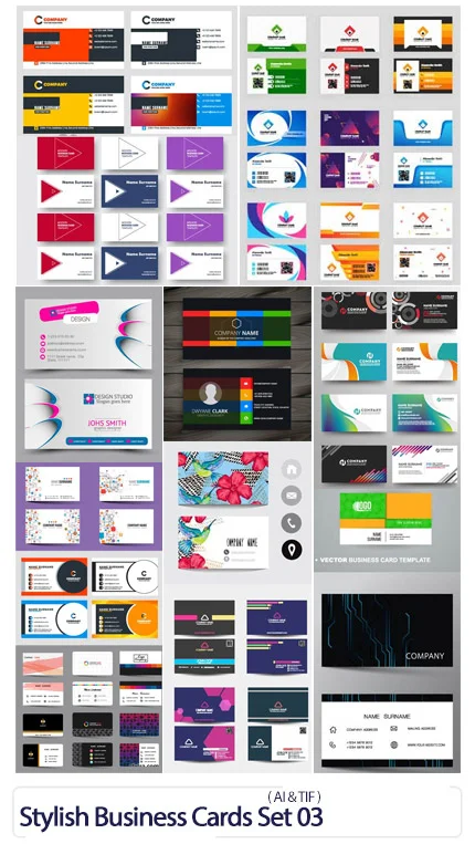 Vectors Stylish Business Cards Set 03