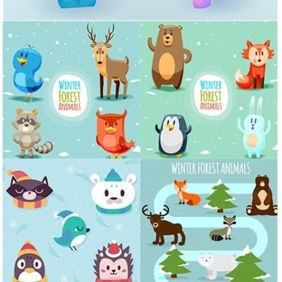 Winter Kids And Animals