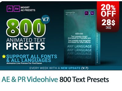 800 Text Presets For Premiere Pro And After Effects V.7
