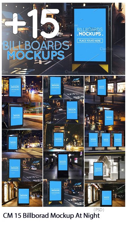 creativemarket.15.billborad.mockup.at.night Creativemarket 15 Billborad Mockup At Night
