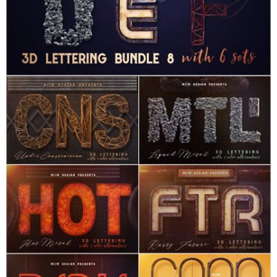 CreativeMarket 3D Lettering Mega Bundle 8 Industry