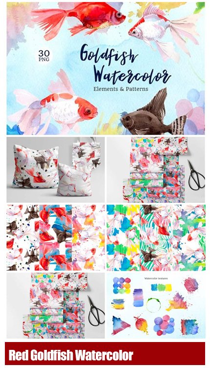 fairytale.red.goldfish.watercolor Fairytale Red Goldfish Watercolor