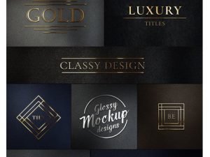 Gold Mockup Kit Glossy Logo And Titles