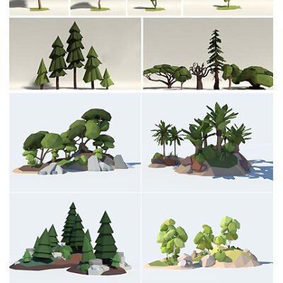 Low Poly Tree Pack VR AR Low-Poly 3D Model