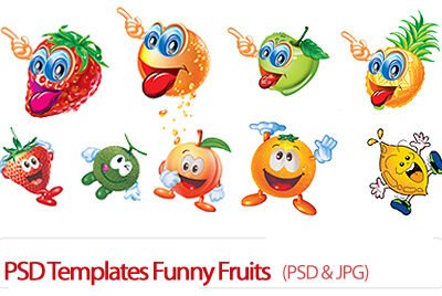 psd templates funny fruits