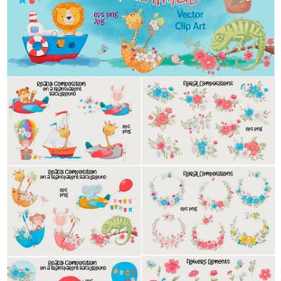 Tropical Animals Vector Clip.Art