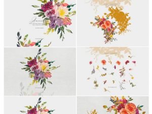 Watercolor Autumnal Bouquet And Colors Floral Clipart