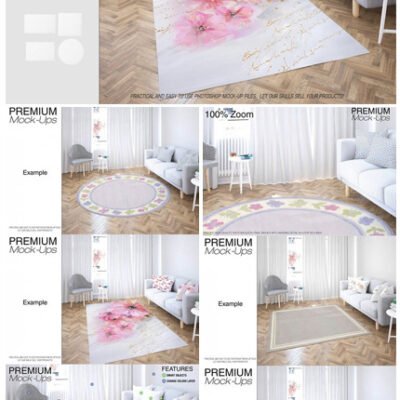 Carpets In Living Room Mockup Set
