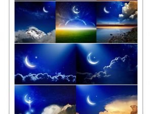 Eid Mubarak Backgrounds With Shiny Moon And Stars