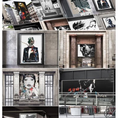 poster and flyer advertising outdoor mockup bundle