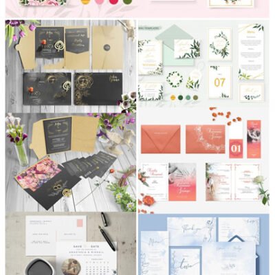 Wedding And Invitation Stationery Vector Templates Collection