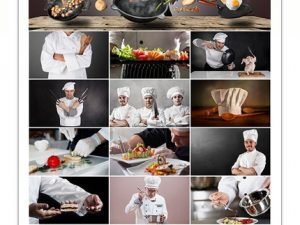 Collection Man Chef Prepares Food Meals Dishes Delicacy