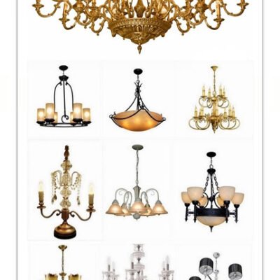 Luxury Chandelier And Lamp Isolated On White