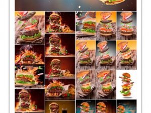 Big Tasty Burger With Flying Ingredients