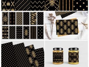 Designbundles Black And Gold Seamless Papers