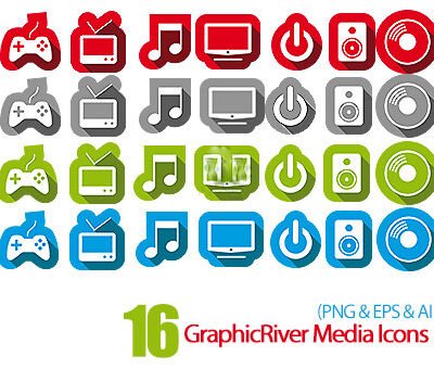 GraphicRiver 16 Media Icons