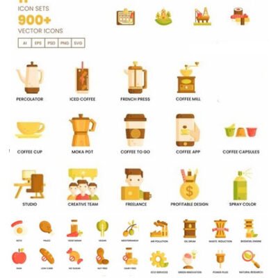 900 Vector Icons Bundle Caramel Series