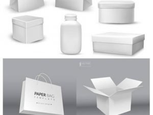 Blank Different Packaging And Realistic Paper Bag