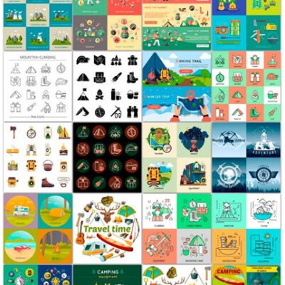 Camping Square Icon Set