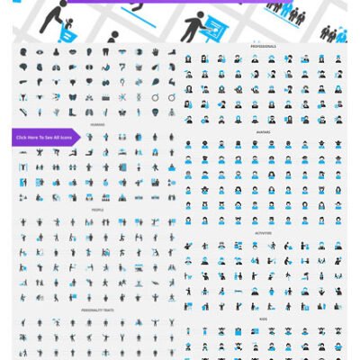 CM 520 People Filled Blue And Black Icons