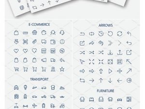 CM 600 Vector Thin Line Mini Icons Set