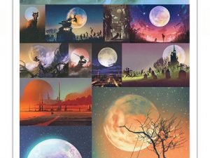 Illustration Painting With The Moon In The Background