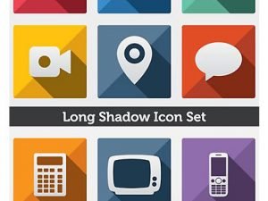 Long Shadow Vector Icons Set