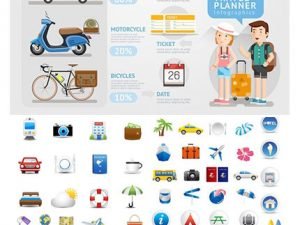 Summer Travel Sea Collection Icons Design