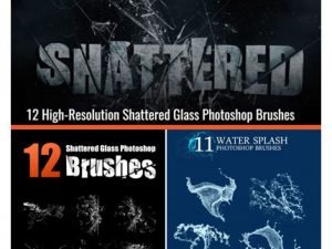 23 Water Splash And Shattered Glass Photoshop Brushes