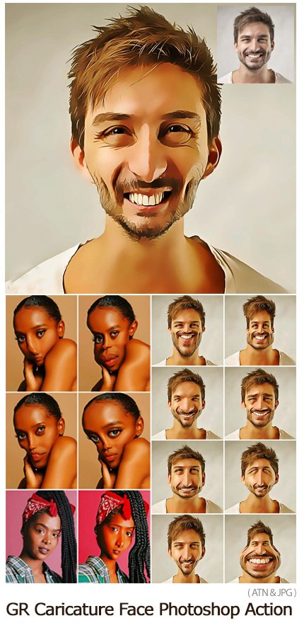 caricature.face.photoshop.action Caricature Face Photoshop Action