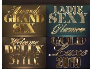 Golden 3D Text Styles For Photoshop