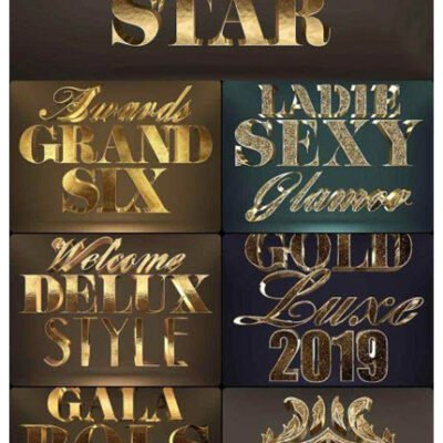 Golden 3D Text Styles For Photoshop