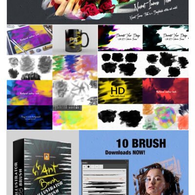 35 HD Watercolor Photoshop Brushes Illustrator Art Brush