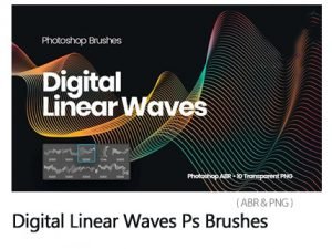 Digital Linear Waves Photoshop Brushes