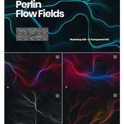Digital Perlin Flow Fields Photoshop Brushes