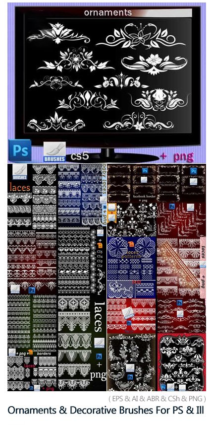 Ornaments And Decorative Brushes Collection For Photoshop And Illustrator