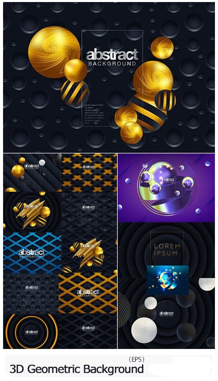 abstract.3d.colorful.geometric.background.vector.set Abstract 3D Colorful Geometric Background Vector Set