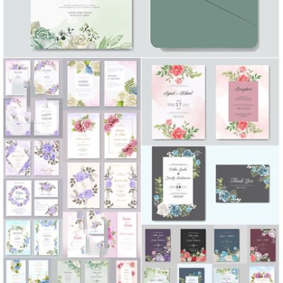Beautiful Floral Wedding Invitation Bundle