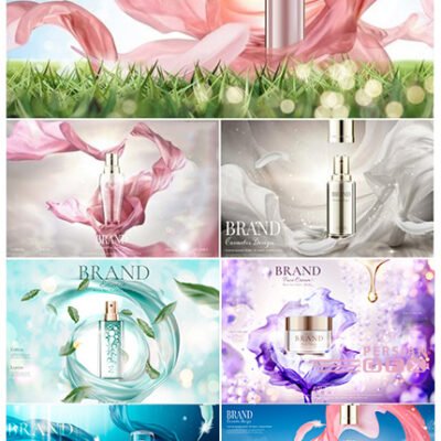 Cosmetic Spray Ads And Luxury Face Cream In 3D Vector Illustration