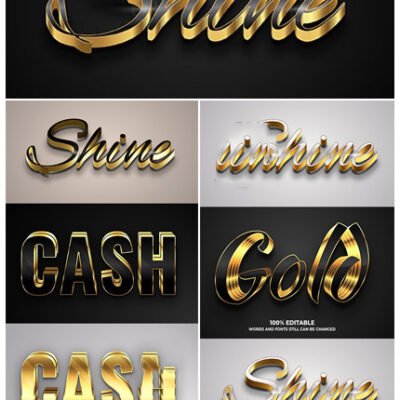 Editable Font Gold Effect Text Collection Illustration