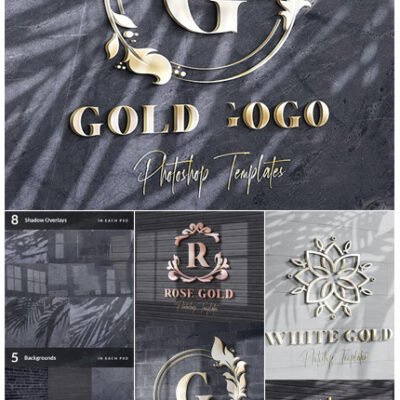 GraphicRiver Gold Text Logo Wall Mockups