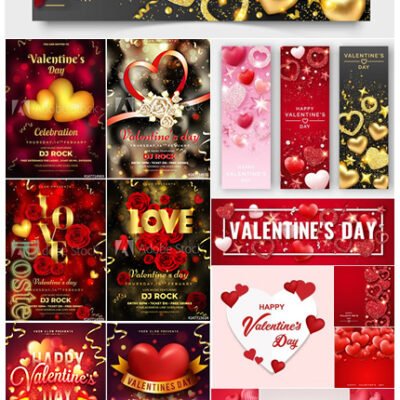 Happy Valentines Day Vector Hearts Of Couples In Love