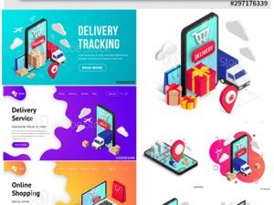 Order Tracking Online Isometric Concept