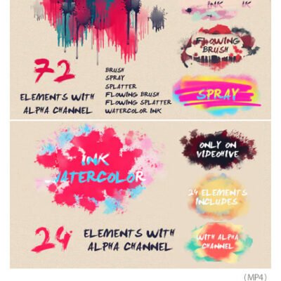 paint kit ink watercolor brush splatter and spray